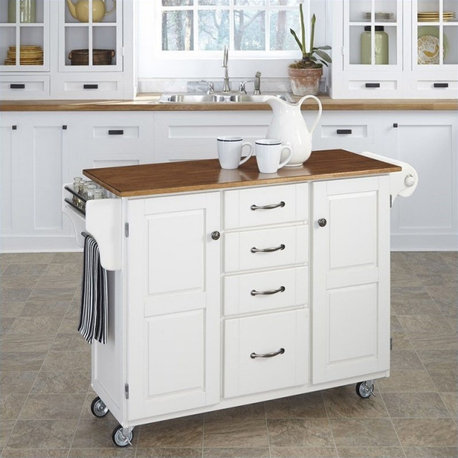 Homestyles Create-a-Cart Wood Kitchen Cart in Off White