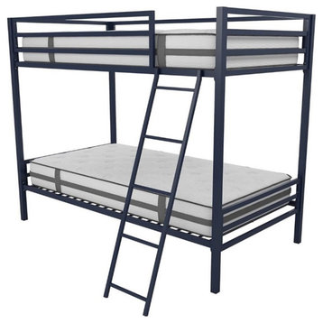 Novogratz Maxwell Twin over Twin Metal Bunk Bed in Navy Blue
