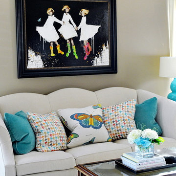 Turquoise Family Room Redesign