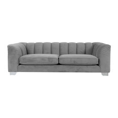 Enzo Channel-Back Sofa, Grey, 2-Seater