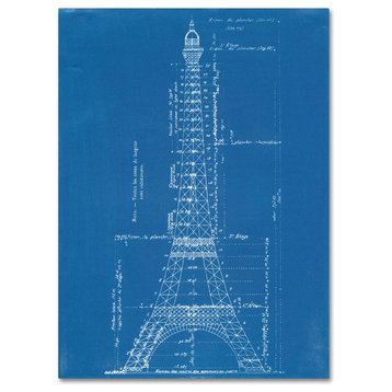 "Eiffel Tower Blueprint" by Vintage Apple Collection, Canvas Art