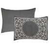 Lyron Jacquard Boho Bedspread and Pillow Sham Set, Charcoal, Full