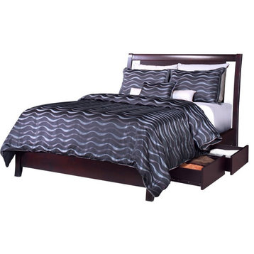 Modus Nevis Low Profile Wooden Full Sleigh Storage Bed in Espresso