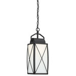 Designers Fountain - Fairlington 1 Light Outdoor Hanging Lantern, Black - Fairlington is the perfect complement to any home. Offered in black with etched white glass for an ageless appeal. Pairs perfectly with Designers Fountain Wiz Colors A19 lamps for that burst of color and excitement.
