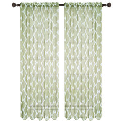 Transitional Curtains May Sheer Curtain Panels, Set of 2, Sage