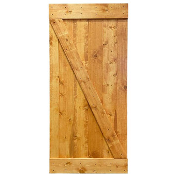 Stained Solid Pine Wood Sliding Barn Door, Colonial Maple, 30"x84", Z Bar