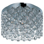 ET2 Contemporary Lighting - Dazzle, Flush Mount, Polished Chrome, Crystal - Interlinked bezels of Polished Chrome surround large scale crystal jewels which dazzle with brilliance when illuminated with the Xenon lamps included. Multiple strings of crystal with beveled pendant elegantly trim the inside adding a touch of elegance to your space.