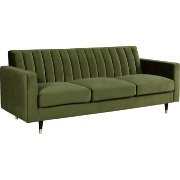 Lola Velvet Upholstered Sofa, Olive