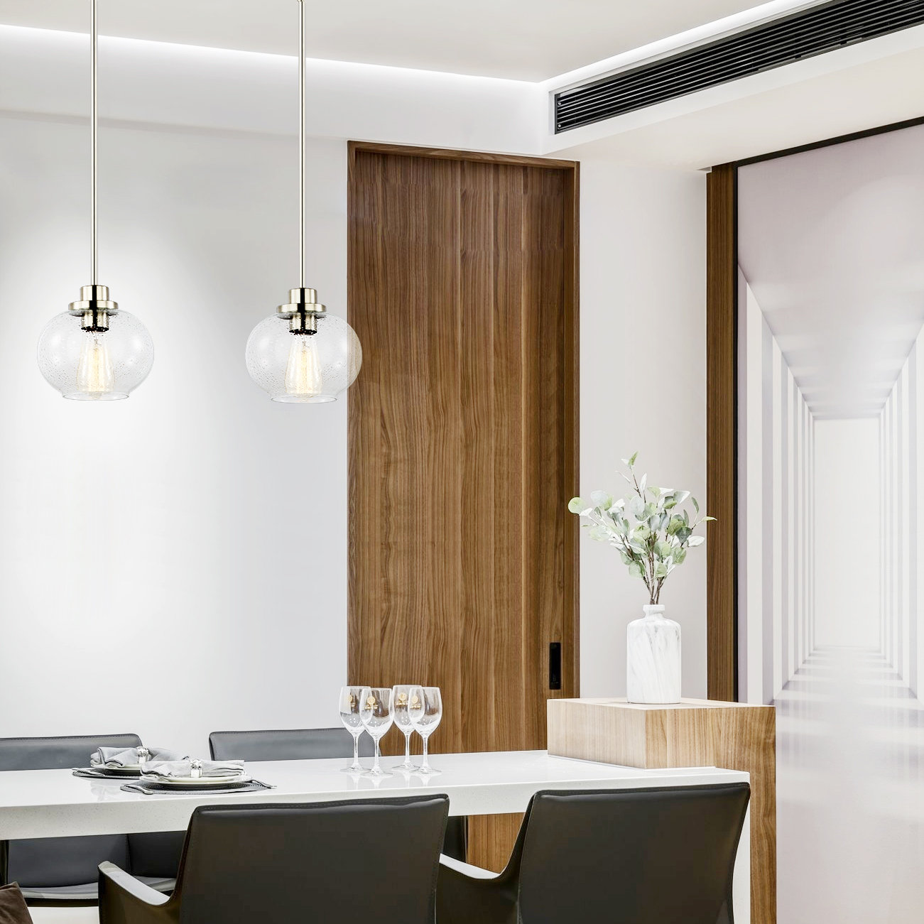 Comstock Seeded Glass Pendant Light