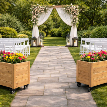Commercial Cedar Planter Box with Wheels, Movable with Heavy Duty Build