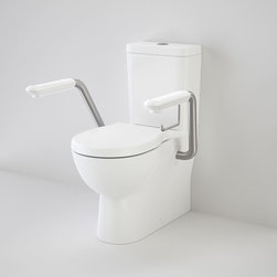 Caroma Opal II Easy Height Wall Faced Suite with Armrests and Double Flap Seat - Toilets