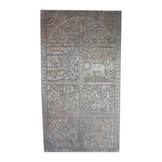 Mogulinterior - Consigned Vintage Wall Hanging Tribal Schedule Carved Ancient Door Panel Decor - Wall Accents