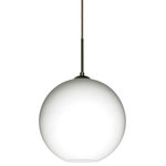 Besa Lighting - Besa Lighting 1JT-COCO1207-LED-BR Coco 12 - 11.75" 9W 1 LED Cord Pendant - The globe-shaped Coco is a blown glass with a neutral d�cor and classic shape that blends gracefully into all environments. Our Opal glass is a soft white cased glass that can suit any classic or modern decor. Opal has a very tranquil glow that is pleasing in appearance. The smooth satin finish on the clear outer layer is a result of an extensive etching process. This blown glass is handcrafted by a skilled artisan, utilizing century-old techniques passed down from generation to generation. The cord pendant fixture is equipped with a 10' SVT cordset and an low profile flat monopoint canopy. These stylish and functional luminaries are offered in a beautiful brushed Bronze finish.  Canopy Included: TRUE  Shade Included: TRUE  Cord Length: 120.00  Canopy Diameter: 5 x 5 x 0 Eco-Friendly: TRUE  Color Temperaute:   Lumens:   CRI:   Rated Life: 30,000 HoursCoco 12 11.75" 9W 1 LED Cord Pendant Bronze Opal Matte GlassUL: Suitable for damp locations, *Energy Star Qualified: n/a  *ADA Certified: n/a  *Number of Lights: Lamp: 1-*Wattage:9w LED bulb(s) *Bulb Included:Yes *Bulb Type:LED *Finish Type:Bronze