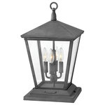 Hinkley - Hinkley 1437DZ Large Pier Mount Lantern, Black, Gray - Trellis is a traditional European lantern design in an Aged Zinc finish with clear glass or Regency Bronze with clear seedy glass. The cast loop finial and true rivet detail create a refined elegance.