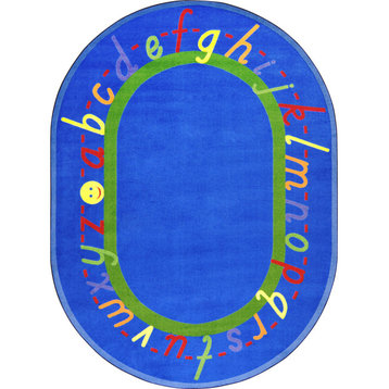Joy Carpets Kid Essentials, Early Childhood Alphascript Rug, 5'4"X7'8" Oval