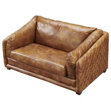 Crafters and Weavers Waco Rustic Modern Sofa - Light Brown Leather, Love Seat