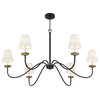 6-Light Chandelier, Black With Natural Brass Accents