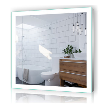 Vanity LED Lighted Backlit Wall Mounted Bathroom Mirror, 36x36", Right Button