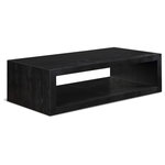 Meridian Furniture - Alma Coffee Table, Black - Choose a bold new look for your living room or den with this black Alma coffee table. Boxy by design and artsy to behold, this unique table adds a simplistic touch to your space while expanding your room's functionality. Use the table's expansive top to hold a Monopoly or Scrabble board on game night or make it a resting spot for a beautiful centerpiece to tie your room together. The table's made from wood and wood products, so its sturdy, stout, and able to withstand long-term use in your busy home.