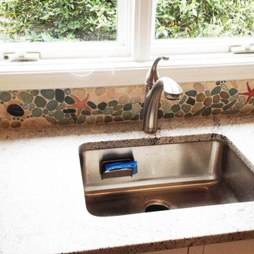 Backsplash Border with White Cabinets in Cape Cod