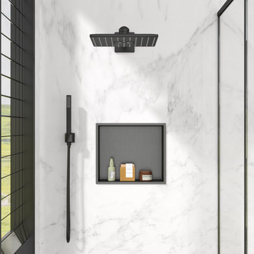 Black Shower Niche Stainless steel Rectangular Bathroom Single Shelf, 16x14