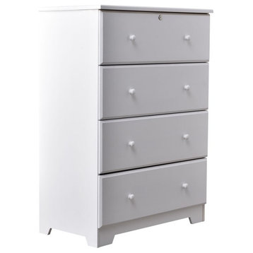 Better Home Products Isabela Solid Pine Wood 4 Drawer Chest Dresser, White