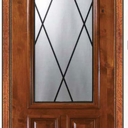 Prehung Front Single Door 96 Alder Sandringham 2 Panel 2/3 Lite Glass - Front Doors