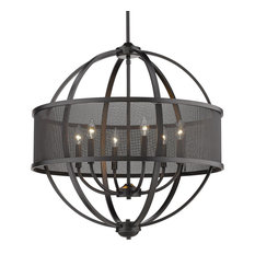 Colson 6 Light Chandelier, Matte Black With Matte Black Shade