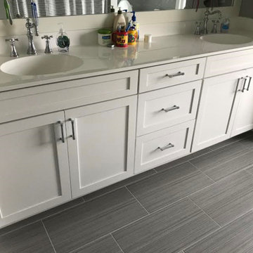 Custom Amish and Waypoint Cabinetry- Extra White and Custom Gray Color