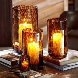 TORTOISESHELL GLASS HURRICANE - Candleholders