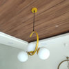 MIRODEMI® Sauze | Art Iron Chandelier with Ball-Shaped Ceiling Lights, Gold, 1 Head - Single, Gray Glass, Cool Light