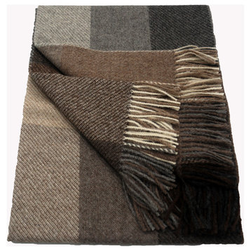 Alpaca Neutral Multi-Color Patchwork Throw, All Natural, Multi-Color Browns
