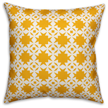 Folk Southwestern Pattern, Yellow Outdoor Throw Pillow, 20"x20"