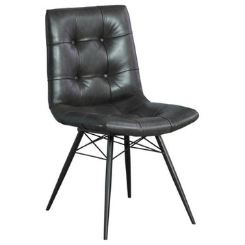 Coaster Aiken Faux Leather Upholstered Dining Chair Charcoal