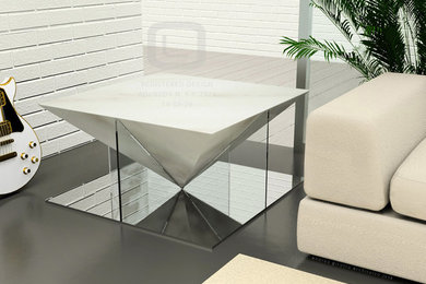 Zero Gravity Concept - Lightened marble supported by glass - coffee table #01