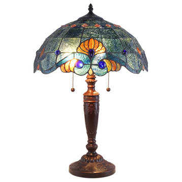 Serena d'italia Tiffany 2-Light Blue Vintage 25" Table Lamp