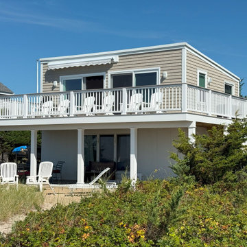 TimberTech Deck with Drink Rail, ADA Rail Upgrades Wareham, MA Coastal Cottage