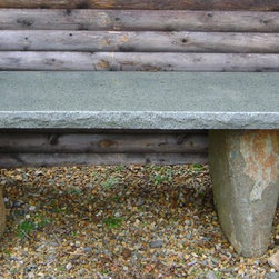 Natural Stone Bench with side leg - Outdoor Benches
