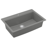 Karran Top Mount 33" Single Bowl Quartz Workstation Kitchen Sink, Grey