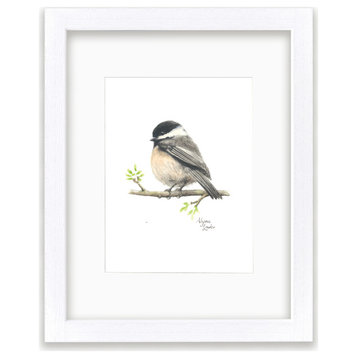 "Woodland Tinies" Chickadee Individual Framed Print, With Mat, White, 16"x20"