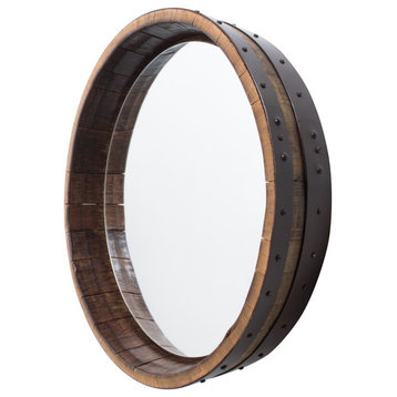 Inverted Hammered Copper Wine Barrel Mirror