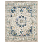 Safavieh - Safavieh Evoke Collection EVK220 Rug, Ivory/Blue, 8'x10' - The Evoke Rug Collection is a spectacular fusion of fashion-forward patterns, vibrant colors and plush textures. A classy centerpiece of room decor, Evoke is machine loomed using frieze yarns for high style and high performance in any room of the home or business office.