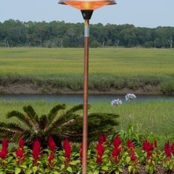 Round Copper Halogen Floor Patio Heater - Patio Heaters