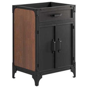 Modway Steamforge 24" Wood Bathroom Vanity Cabinet in Black/Walnut