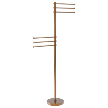 Towel Stand with 6 Pivoting 12" Arms, Brushed Bronze