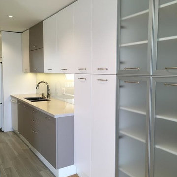 Small Kitchen Space planning with custom built cabinets
