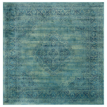 Safavieh Vintage Collection VTG112 Rug, Turquoise/Multi, 6' Square