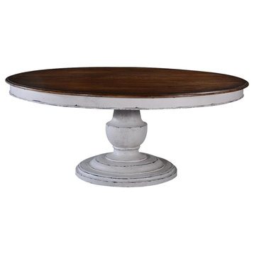 Dining Table Scottsdale Round Antique White Wood Pedestal Base Rustic