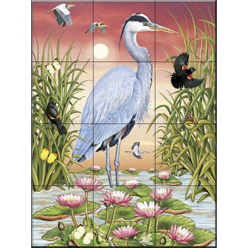 Tile Mural, Great Blue Heron by Rosiland Solomon