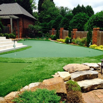 Beautifully Landscaped Spartanburg, SC Synthetic Putting Green